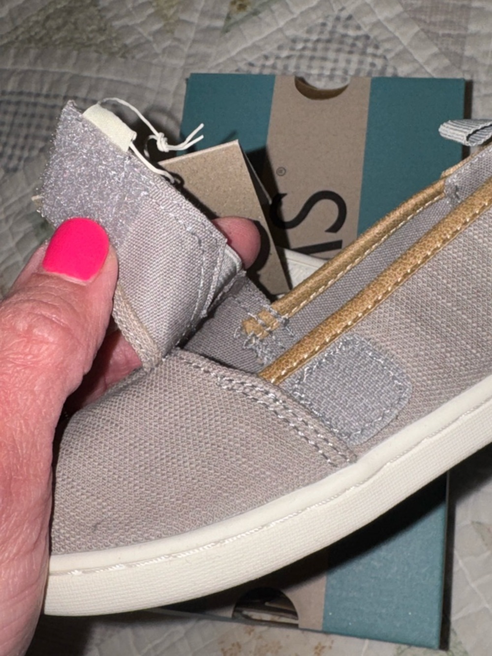 TOMS Tiny Alpargata Slip-On Shoes Gray Organic Cotton Size 8 Toddler NWT - Picture 7 of 7